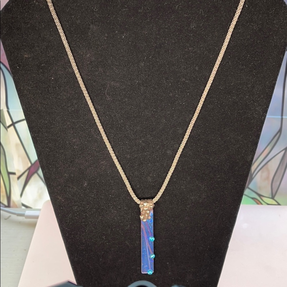 Glass Dot Sterling Silver Pendant Necklace